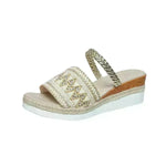 New Color-blocked Wave-patterned Sandals Summer Fashion Wedges Slippers Outdoor Ethnic Style One-line Thick-soled Shoes For Women - EX-STOCK CANADA