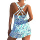 New European And American Plus Size Cherry Blossom Cross Strap Multi-color Skirt Split Women's Swimsuit - EX-STOCK CANADA