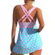 New European And American Plus Size Cherry Blossom Cross Strap Multi-color Skirt Split Women's Swimsuit - EX-STOCK CANADA