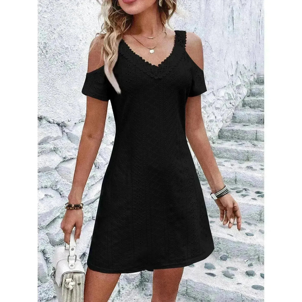 New Off-shoulder Short-sleeved Dress Fashion Summer Slimming A-line Dresses Casual Holiday Beach Dress For Womens Clothing - EX-STOCK CANADA