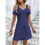 New Off-shoulder Short-sleeved Dress Fashion Summer Slimming A-line Dresses Casual Holiday Beach Dress For Womens Clothing - EX-STOCK CANADA