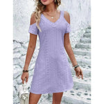 New Off-shoulder Short-sleeved Dress Fashion Summer Slimming A-line Dresses Casual Holiday Beach Dress For Womens Clothing - EX-STOCK CANADA