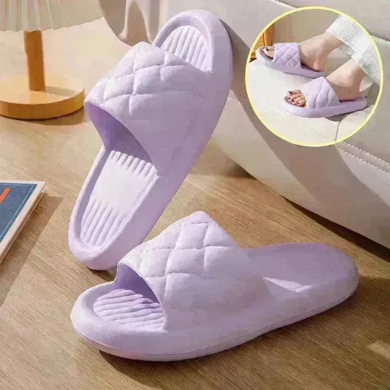 New Rhombus Home Slippers Summer Non-slip Floor Bathroom Slipper Lightweight Simple House Shoes For Women Men - EX-STOCK CANADA