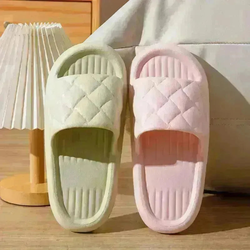 New Rhombus Home Slippers Summer Non-slip Floor Bathroom Slipper Lightweight Simple House Shoes For Women Men - EX-STOCK CANADA