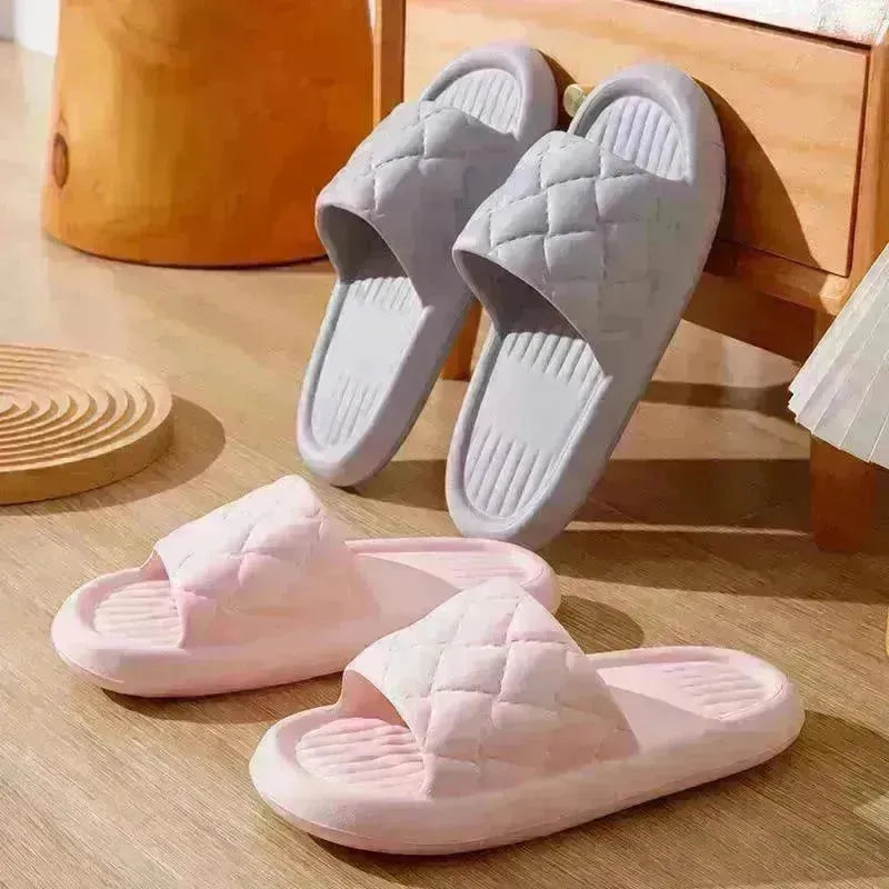 New Rhombus Home Slippers Summer Non-slip Floor Bathroom Slipper Lightweight Simple House Shoes For Women Men - EX-STOCK CANADA