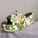 New Round Toe Wedge Embroidered Classic Embroidery Slippers For Women - EX-STOCK CANADA