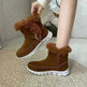 New Snow Boots Winter Warm Thickened Solid Color Plush Ankle Boots With Buckle Design Plus Velvet Flat Shoes For Women - EX-STOCK CANADA