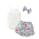 New Summer Baby Girl Suit Cotton Sleeveless Top Floral Pant Bow Tie Children Clothing - EX-STOCK CANADA
