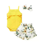 New Summer Baby Girl Suit Cotton Sleeveless Top Floral Pant Bow Tie Children Clothing - EX-STOCK CANADA