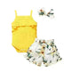 New Summer Baby Girl Suit Cotton Sleeveless Top Floral Pant Bow Tie Children Clothing - EX-STOCK CANADA
