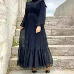 New Women's Net Color High Collar Pullover Fashion Loose Middle East Dresses - EX-STOCK CANADA