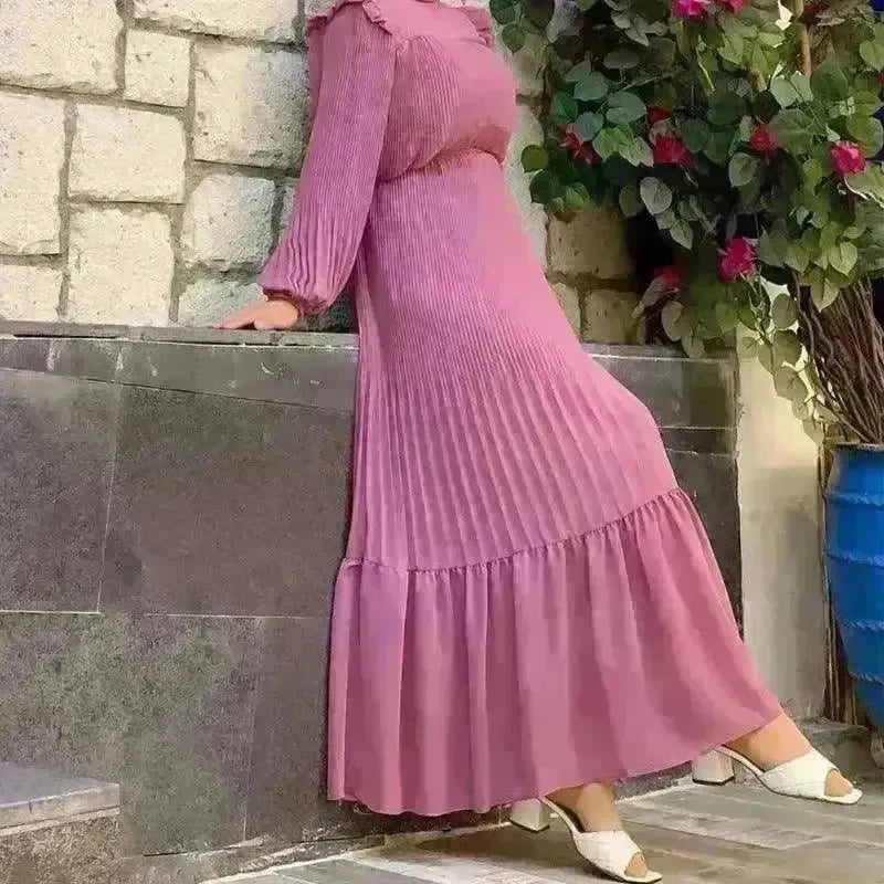 New Women's Net Color High Collar Pullover Fashion Loose Middle East Dresses - EX-STOCK CANADA