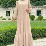 New Women's Net Color High Collar Pullover Fashion Loose Middle East Dresses - EX-STOCK CANADA