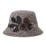 New women's woolen French plain weave flowers basin hat - EX-STOCK CANADA