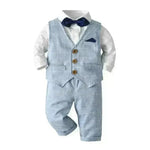 Newborn Baby Boy Gentleman Tuxedo Bow Tie Single-breasted Vest Long Sleeve Children Clothing - EX-STOCK CANADA