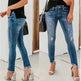 Newest Hot Women Stretch Ripped Distressed Skinny High Waist Denim Pants Shredded Jeans Trousers - EX-STOCK CANADA