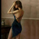 Noble Velvet Side Slit Sling Backless Pajamas - EX-STOCK CANADA