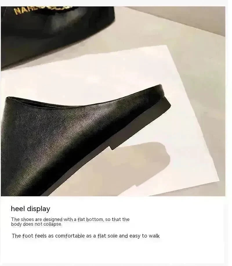 Outer Wear Split Toe Sheepskin Closed Toe Half Leathers Slippers for Women - EX-STOCK CANADA