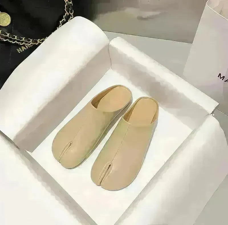 Outer Wear Split Toe Sheepskin Closed Toe Half Leathers Slippers for Women - EX-STOCK CANADA