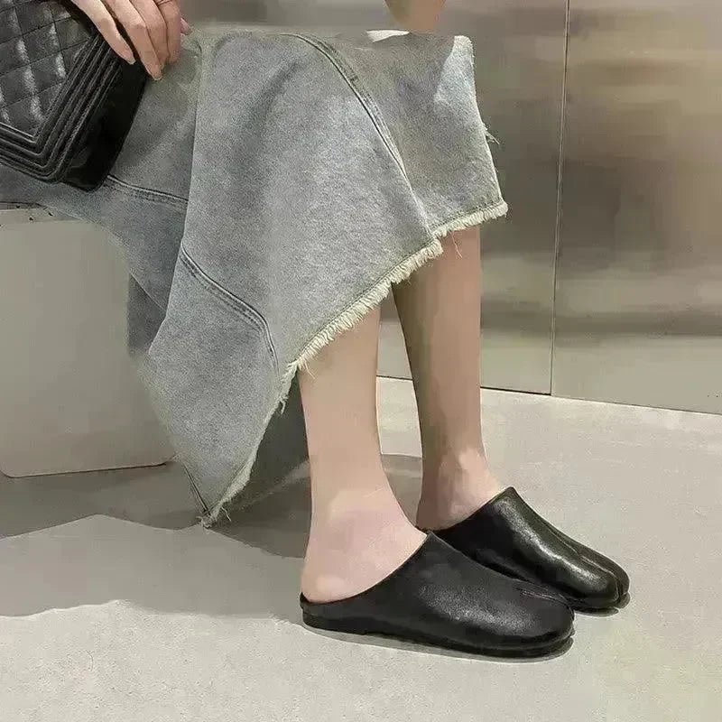 Outer Wear Split Toe Sheepskin Closed Toe Half Leathers Slippers for Women - EX-STOCK CANADA