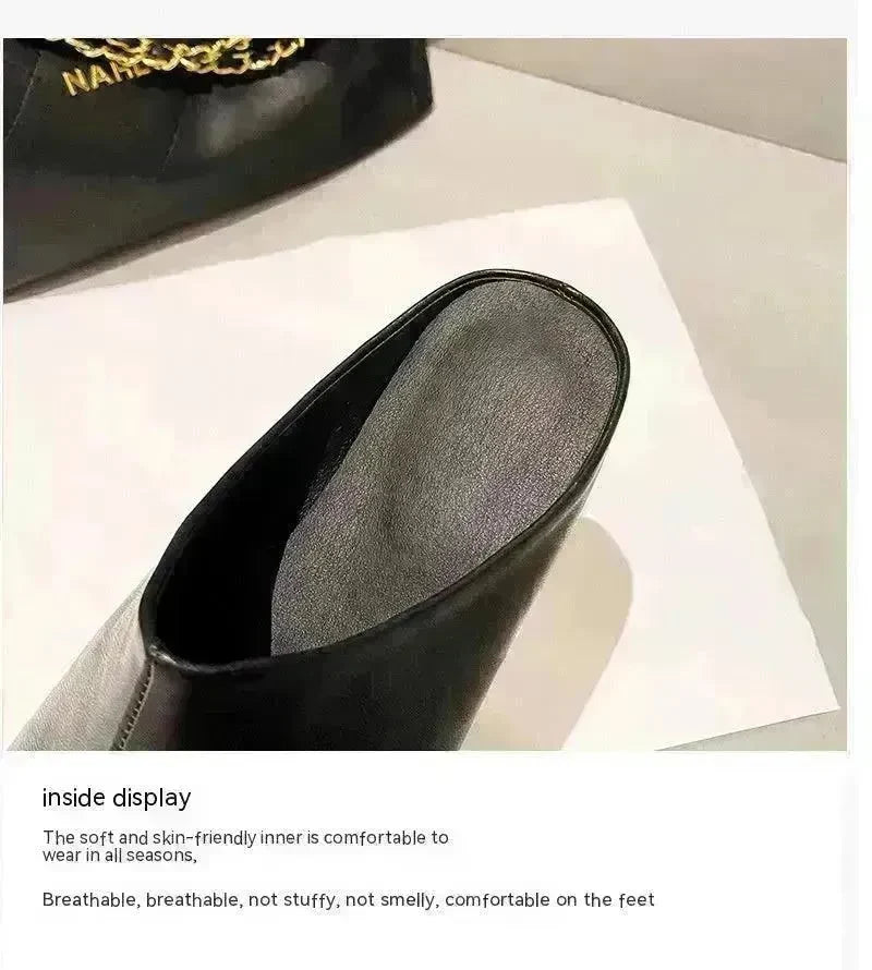 Outer Wear Split Toe Sheepskin Closed Toe Half Leathers Slippers for Women - EX-STOCK CANADA