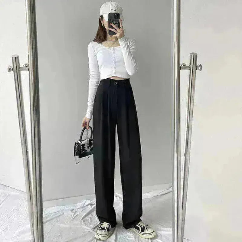 Oversized Women's Drape Suit Pants Loose Straight Leg - EX-STOCK CANADA