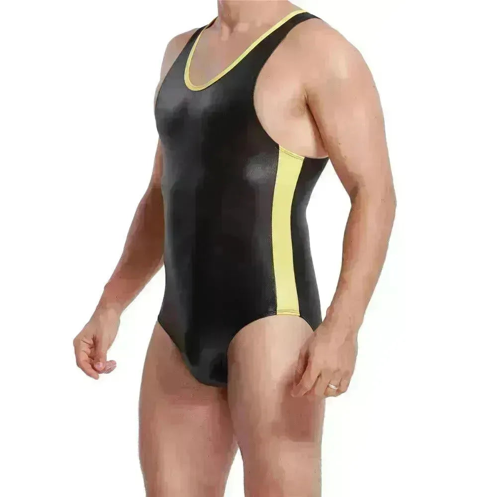 Patent leather one-piece gym suit - EX-STOCK CANADA