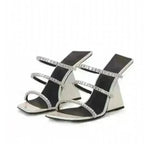 Patent Leather Square Block High Wedge Slippers - EX-STOCK CANADA