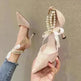 Pearl Ankle Strap High Heels Trendy Pointed Toe Stiletto Shoes - EX-STOCK CANADA