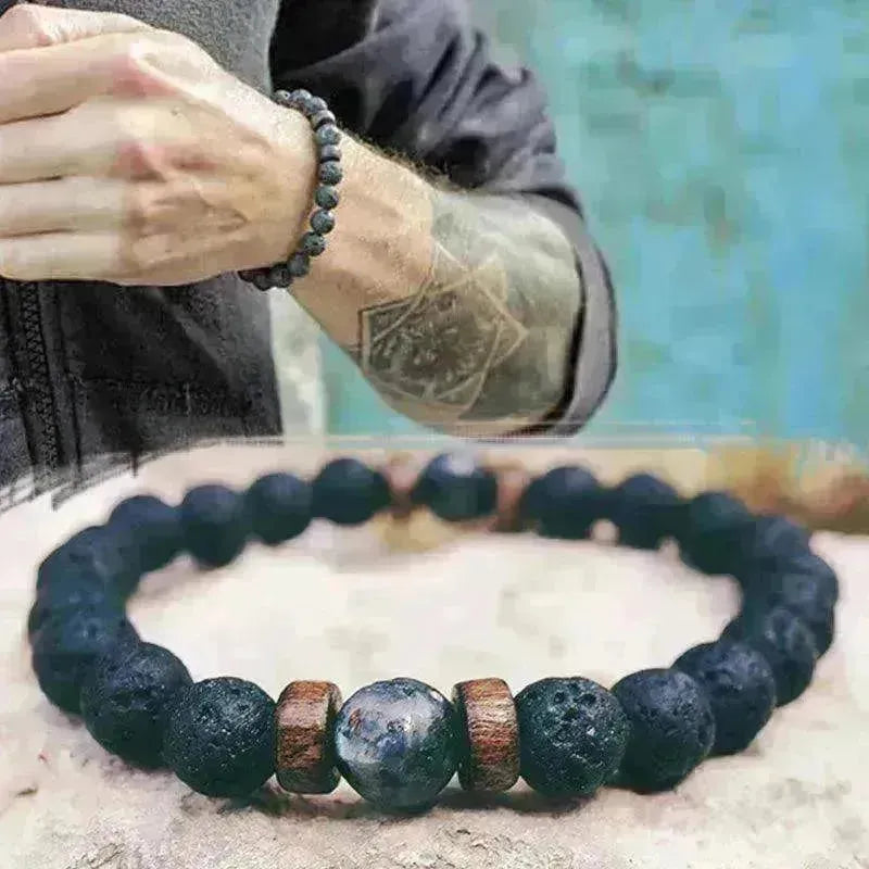 Personality Men's Black Volcanic Stone Bracelet - EX-STOCK CANADA