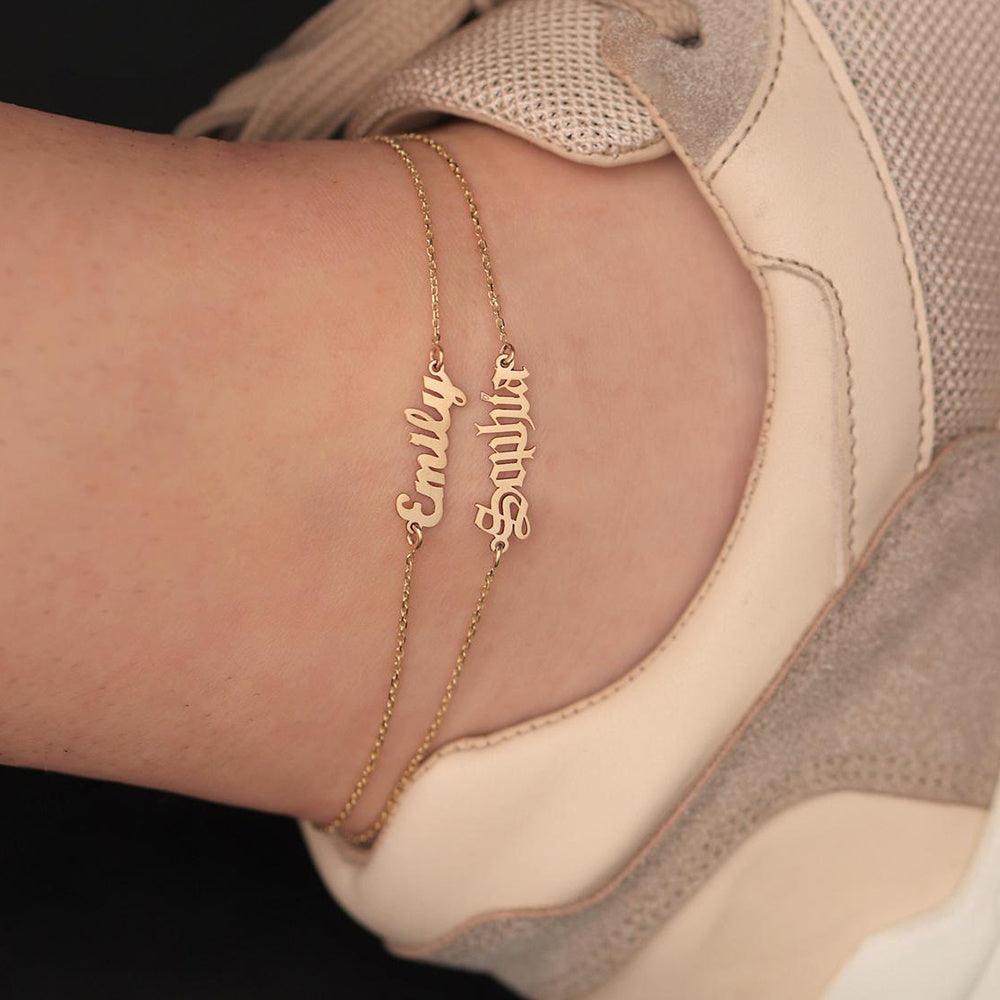 Personalized Custom 316L Stainless Steel Jewelry, English Alphabet Name Anklet - EX-STOCK CANADA