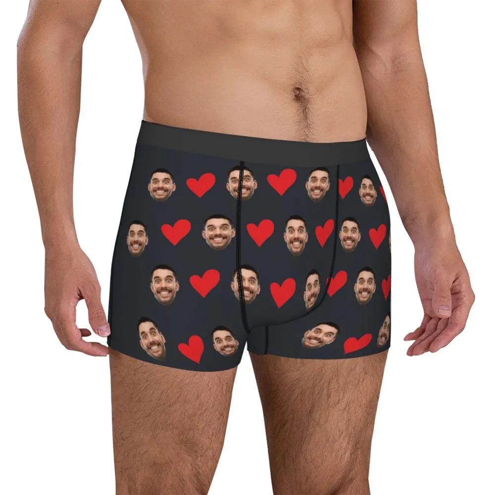 Personalized Face Photo Underwear Custom Heart Boxer Briefs Custom Men Briefs Gift For Husband - Anniversary Gift For Dad - EX-STOCK CANADA
