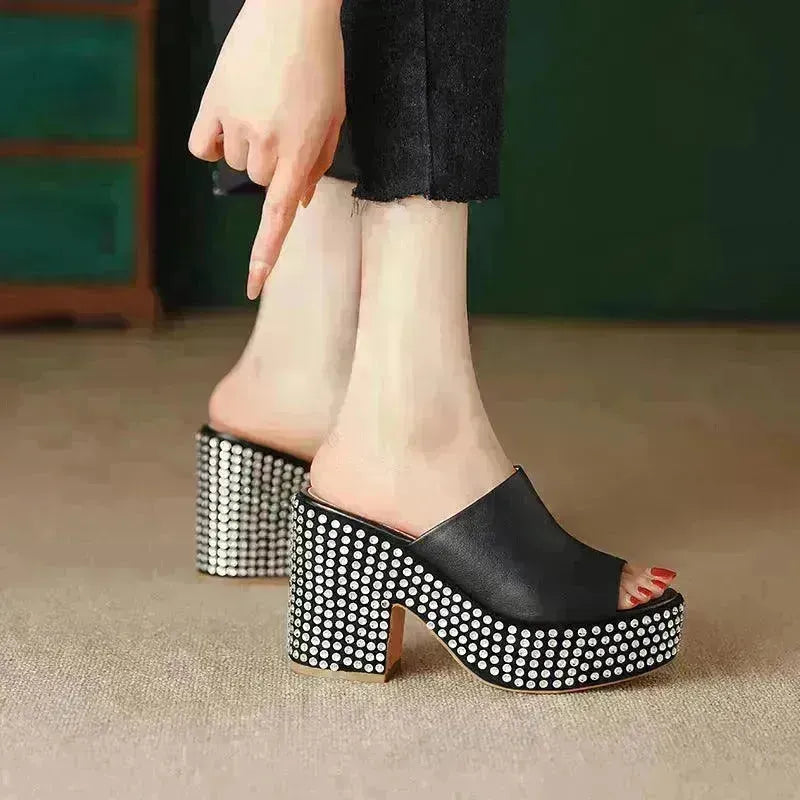 Platform Sandals High Heel Chunky Heel Sandals - EX-STOCK CANADA