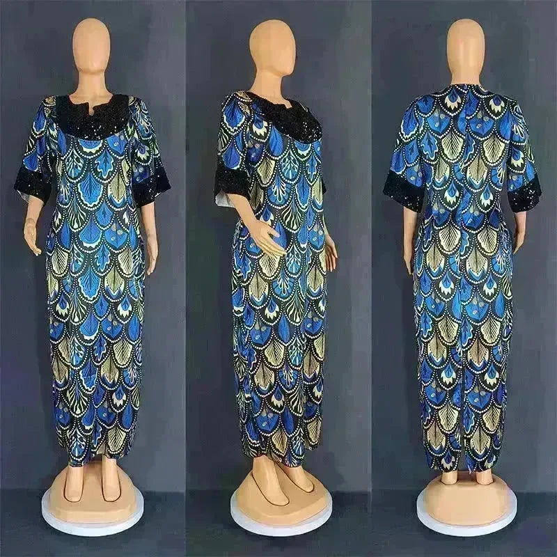 Plus Size Women's Satin Sequin Long Gown Dress - EX-STOCK CANADA