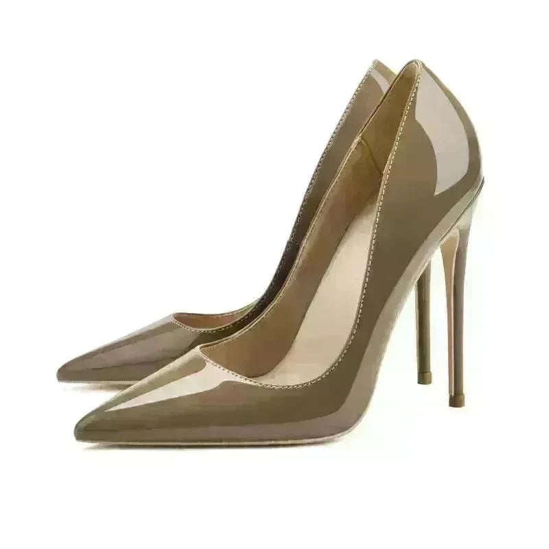 Pointed Toe Stiletto High Heels Size Patent Leather Single Shoes - EX-STOCK CANADA