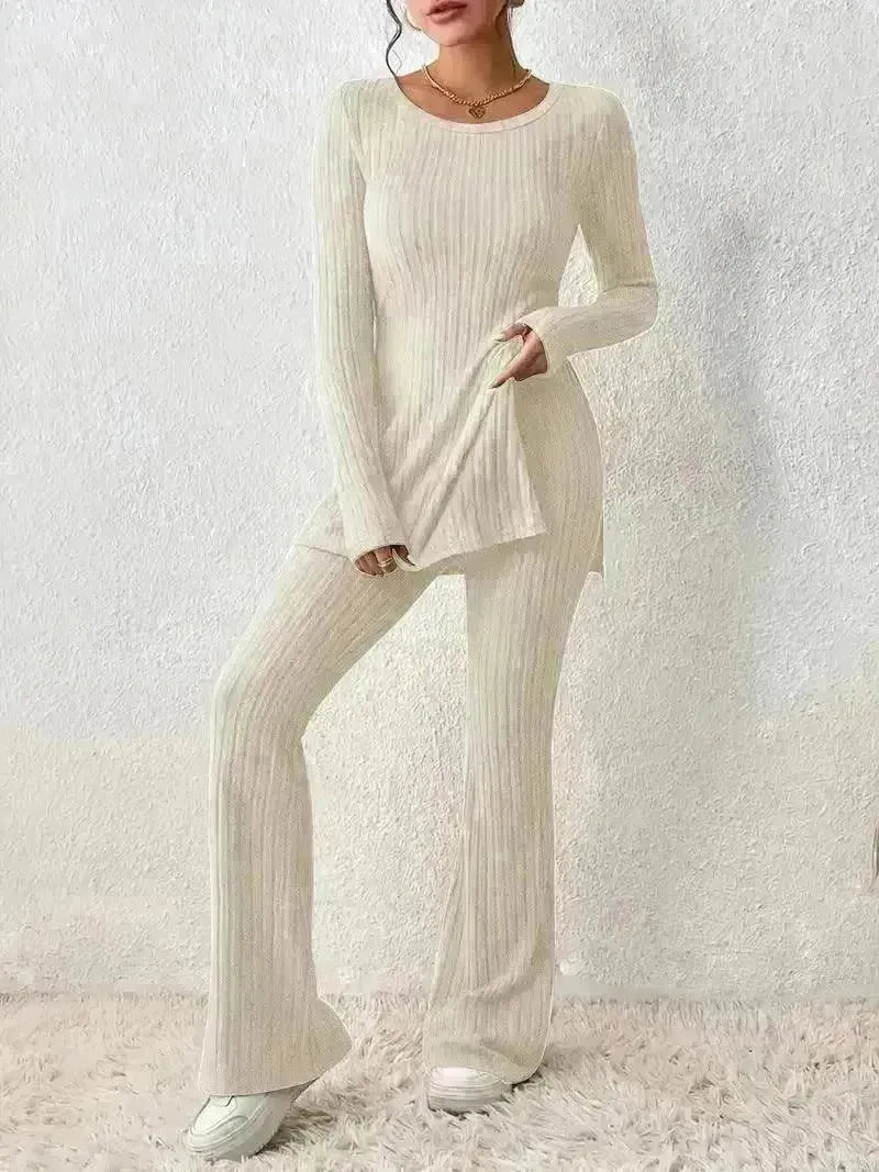 Polyester Two piece set Women's Clothing Solid Color Casual Slim New Fashion Women Elegant Outfit - EX-STOCK CANADA