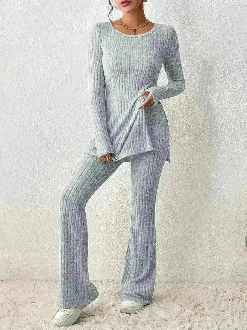 Polyester Two piece set Women's Clothing Solid Color Casual Slim New Fashion Women Elegant Outfit - EX-STOCK CANADA