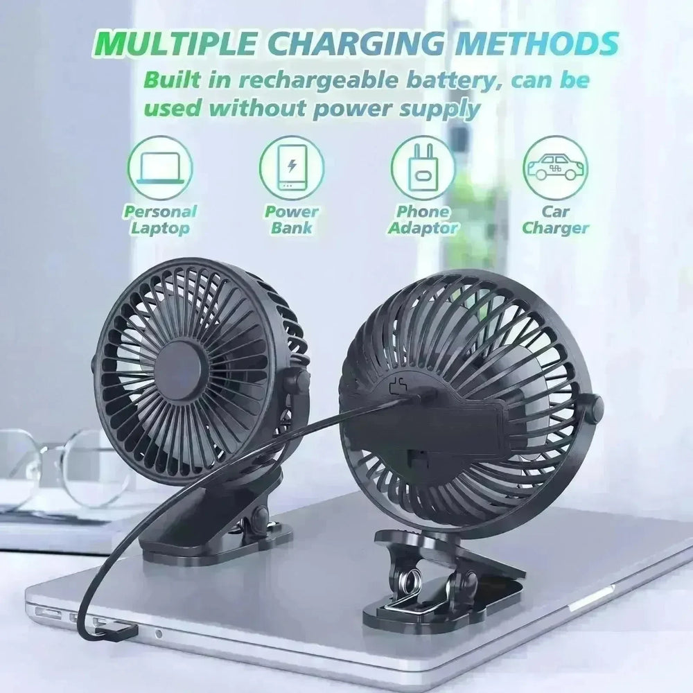 Portable Clip On Fan Battery Operated, Small Powerful USB Desk Fan, 3 Speed Quiet Rechargeable Mini Table Fan, 360 Rotate Cooling Fan For Home Office Travel Outdoor&Indoor Treadmill - EX-STOCK CANADA