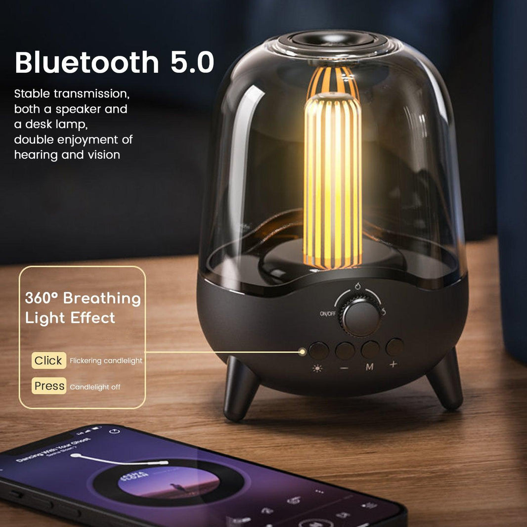 Portable Wireless Bluetooth 5.0 Speaker Flickering Ambient Light Speakers Table Lamp Stereo Sound Indoor Outdoor Night Lights - EX-STOCK CANADA