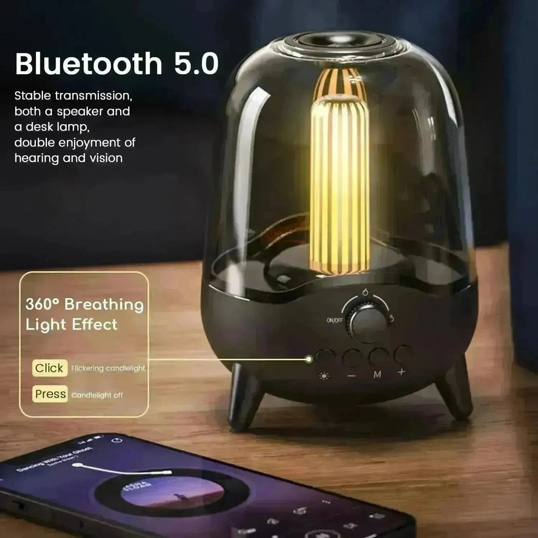 Portable Wireless Bluetooth 5.0 Speaker Flickering Ambient Light Speakers Table Lamp Stereo Sound Indoor Outdoor Night Lights - EX-STOCK CANADA