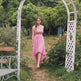 Women's Lace Patchwork Chiffon Dress – Hi-Low Swing A-Line Sleeveless | 8 Colours | XS–3XL