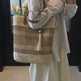 Striped Straw Beach Tote Bag with Tassel – Large Capacity Boho Shoulder Bag | Beige & Brown 6