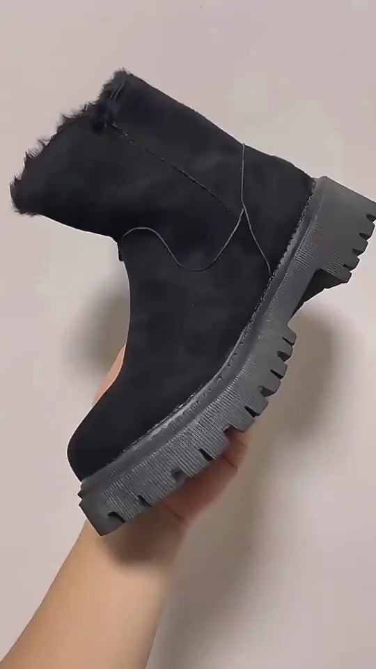 Women's Suede Snow Boots – Plush Lined Ankle Boots with Side Zipper | Black, Brown, Khaki | Sizes 35–43 8