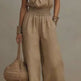 Women's Halter Neck Backless Wide-Leg Jumpsuit | Sleeveless Lace-Up Onesie-1