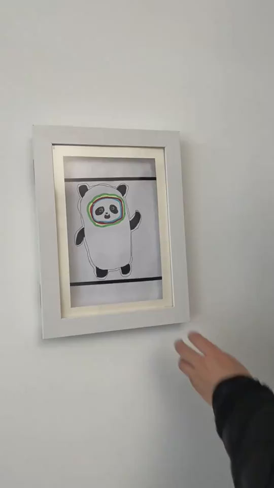 Children's Wooden Art Display Frame – Folding Front-Opening Storage, Black/White/Wood, A4/A3/8K