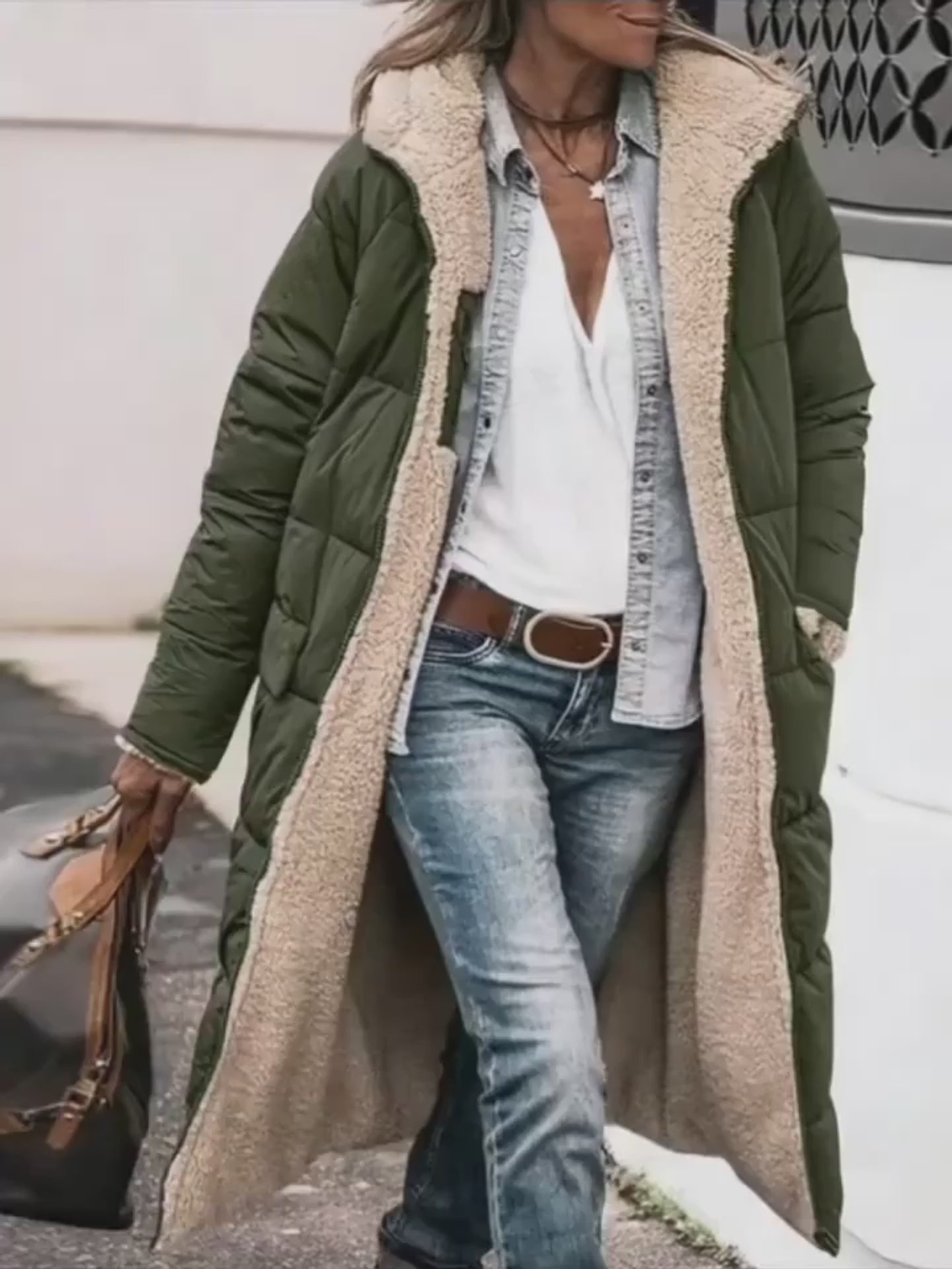 Classy Fleece lined Long Hooded Puffer Winter coat for women - EX-STOCK Canada