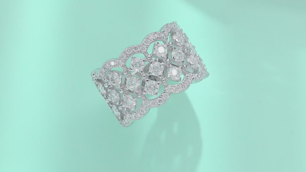 Lace Snowflake Moissanite Ring – S925 Silver, GRA Certified | Platinum, Gold & Rose Gold