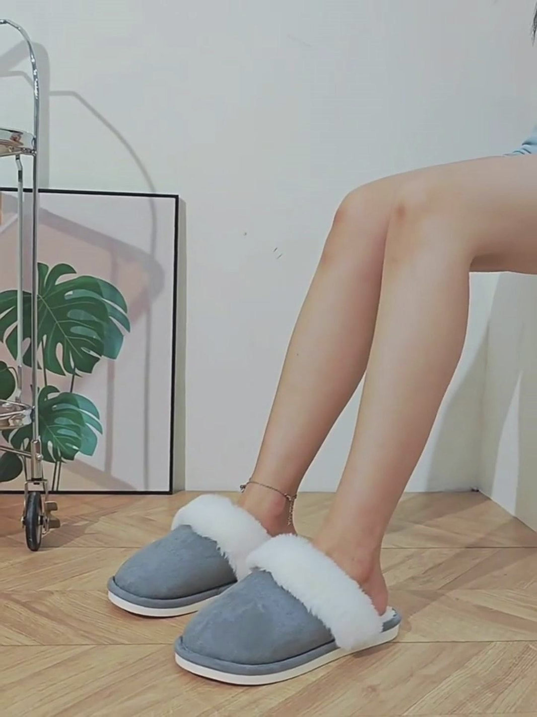 Zapatillas de Felpa Calientes de Invierno para Mujeres y Hombres, Zapatos de Casa Peludos Antideslizantes