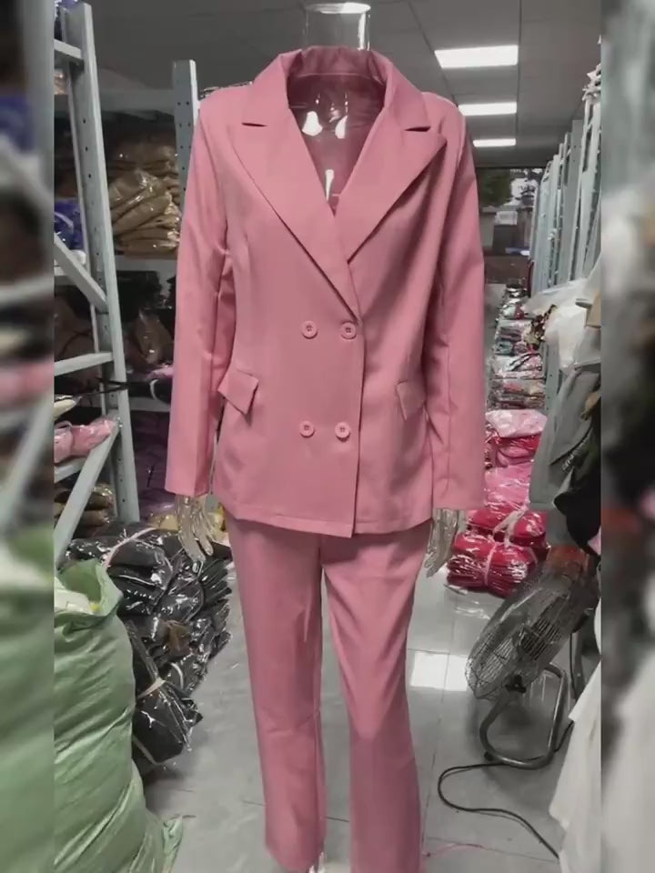 Women's Business Casual Suit Set – Long Sleeve Blazer & Slim Trousers | Canada & USA