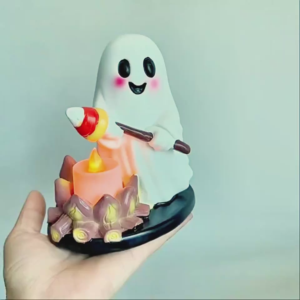 Halloween Campfire Tealight Holder – Resin Ghost, Mummy & Scarecrow Figurine Candle Holders | 3 Designs